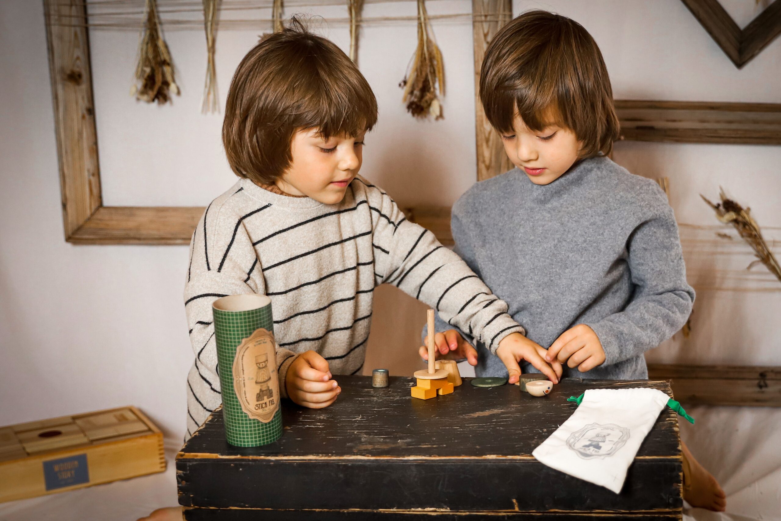 Wooden Toys - Montessori Stacking toy Stick Fig. No 03 , playground, baby and kids, natural wood