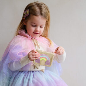 182009 23 RAINBOW CLIC CLACS, 185005 47 SCALLOP PASTEL CAPE & 185006 47 SCALLOP PASTEL TUTU & 187005 23 RAINBOW PURSE