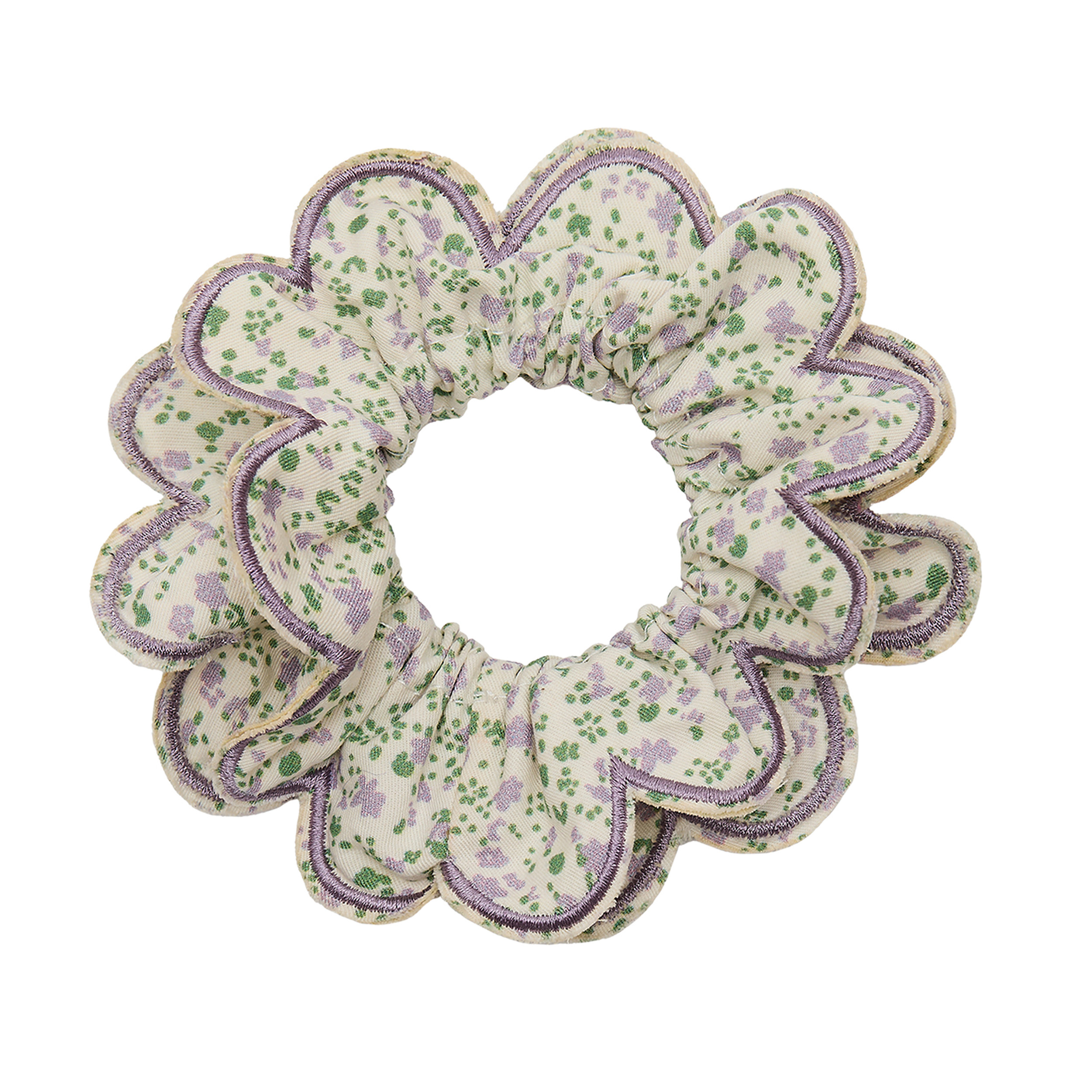 182028 40 SCALLOPED FLORAL SCRUNCHIE