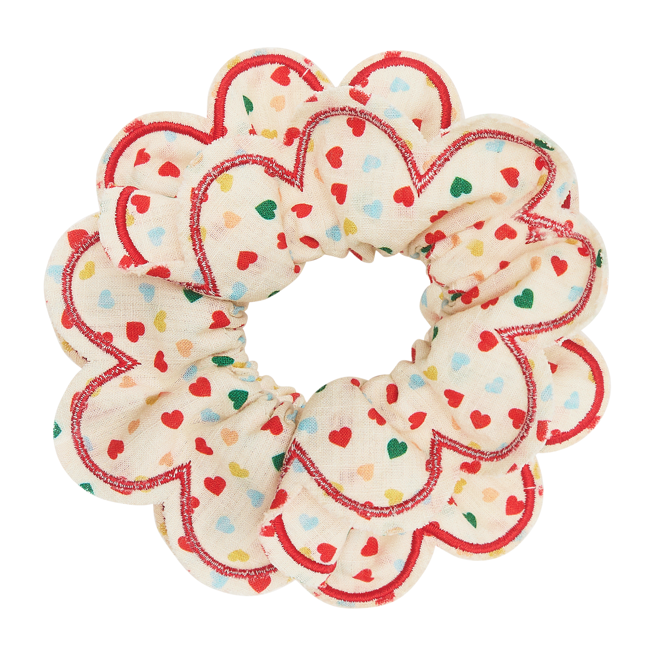 182083 32 HEART PRINT SCALLOPED SCRUNCHIE