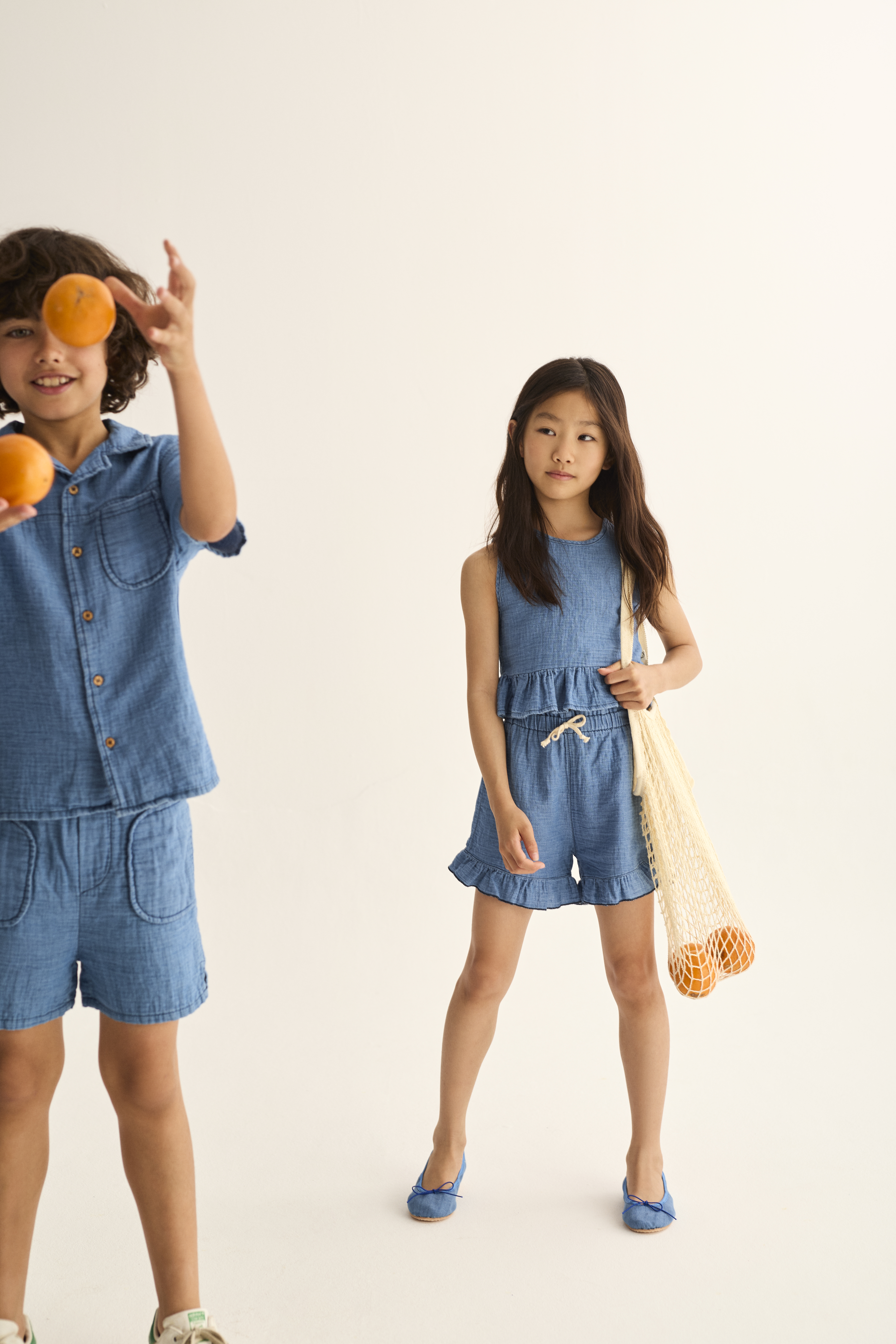 ISLAK327s6 blue denim gauze cotton