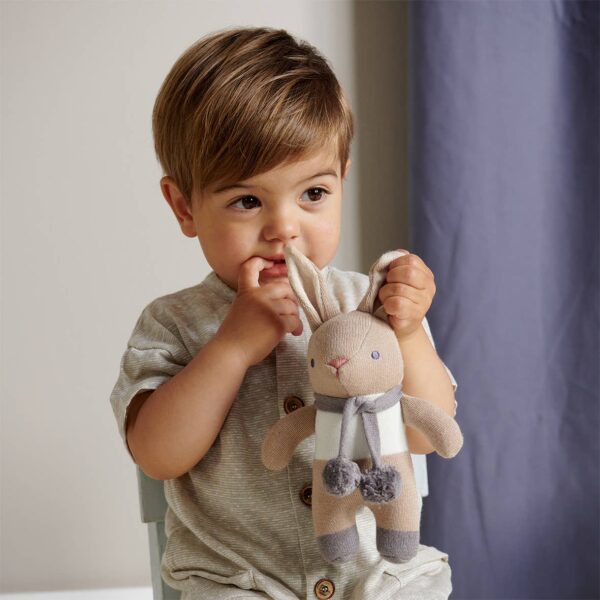Baby threads taupe gift set organic rattle comforter