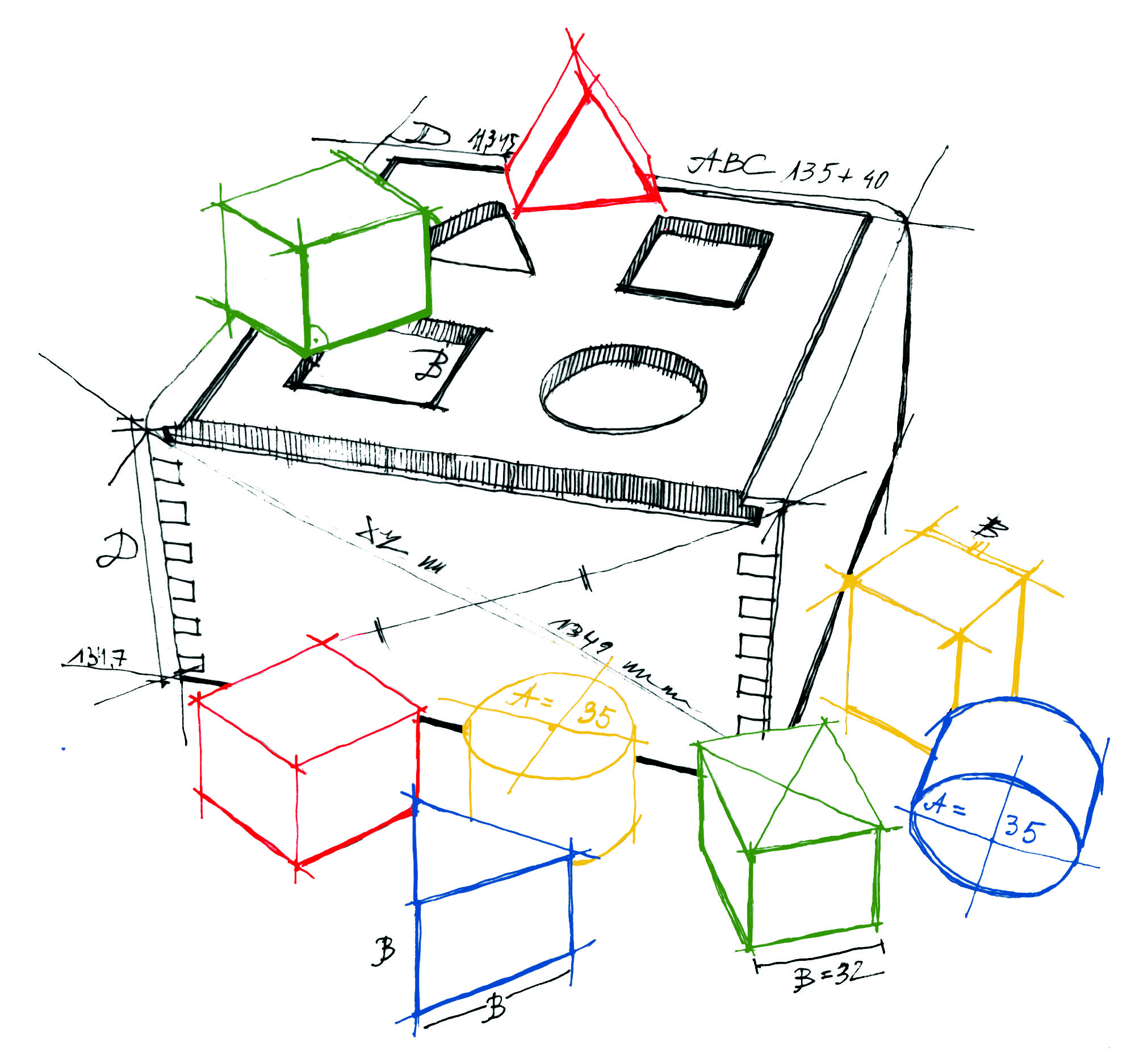 5. RAINBOW SHAPE SORTER BOX DRAWING