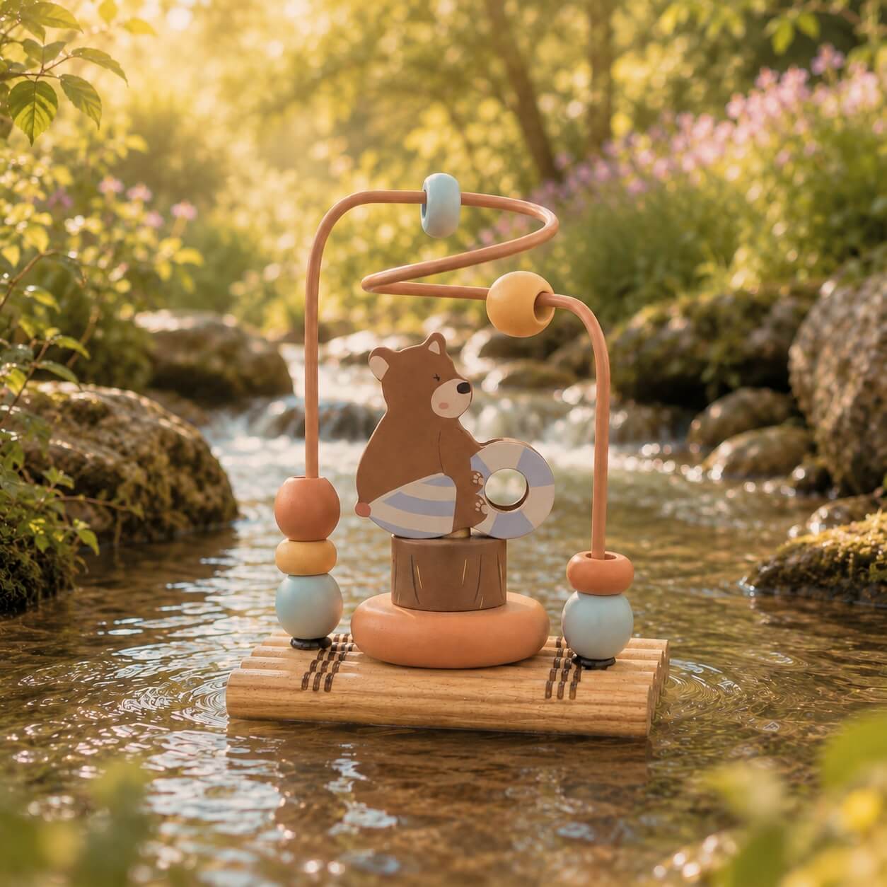 Buddy the Bear on Raft Beads Maze ambiance