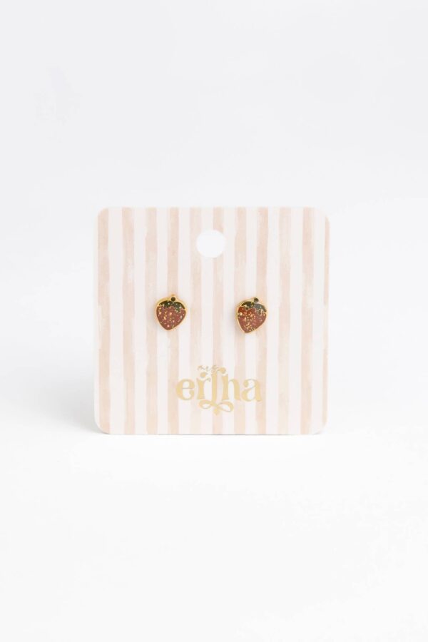 Studs earrings glitter strawberry