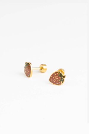 Studs earrings glitter strawberry
