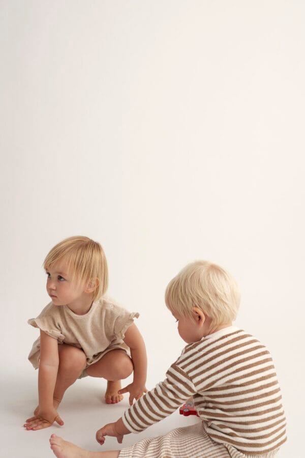 Organic toweling baby dress ivory melange - Image 6