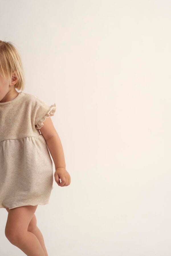 Organic toweling baby dress ivory melange - Image 5