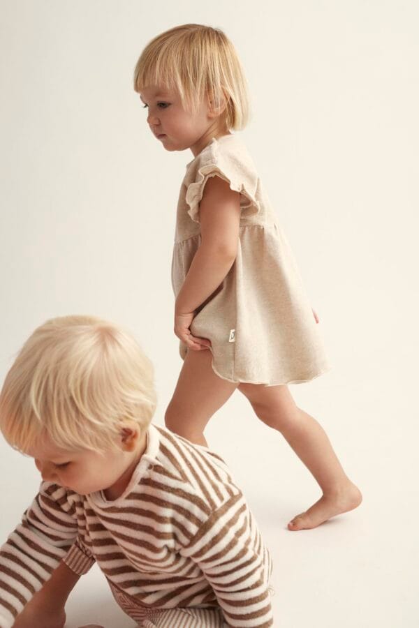 Organic toweling baby dress ivory melange - Image 3