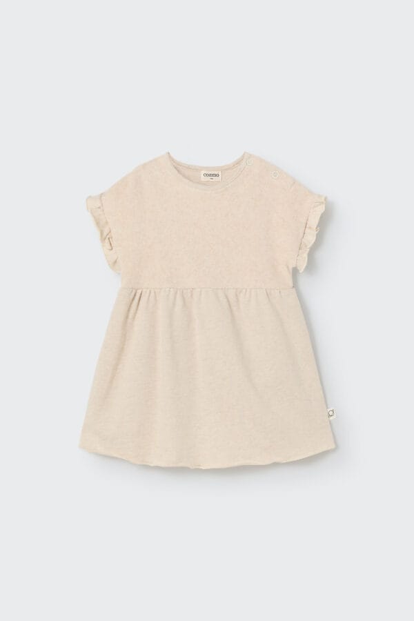 Organic toweling baby dress ivory melange
