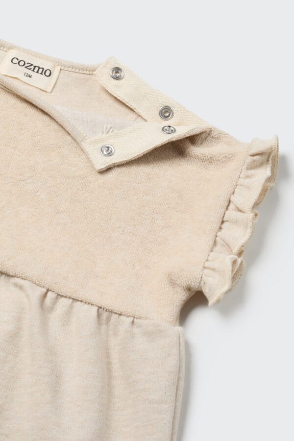 Organic toweling baby dress ivory melange - Image 2