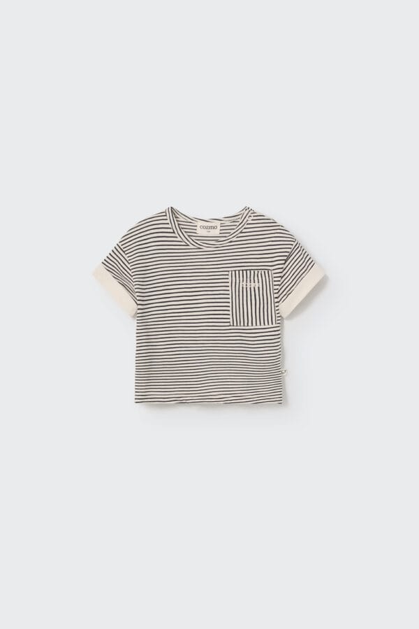 Organic slub striped baby t-shirt navy