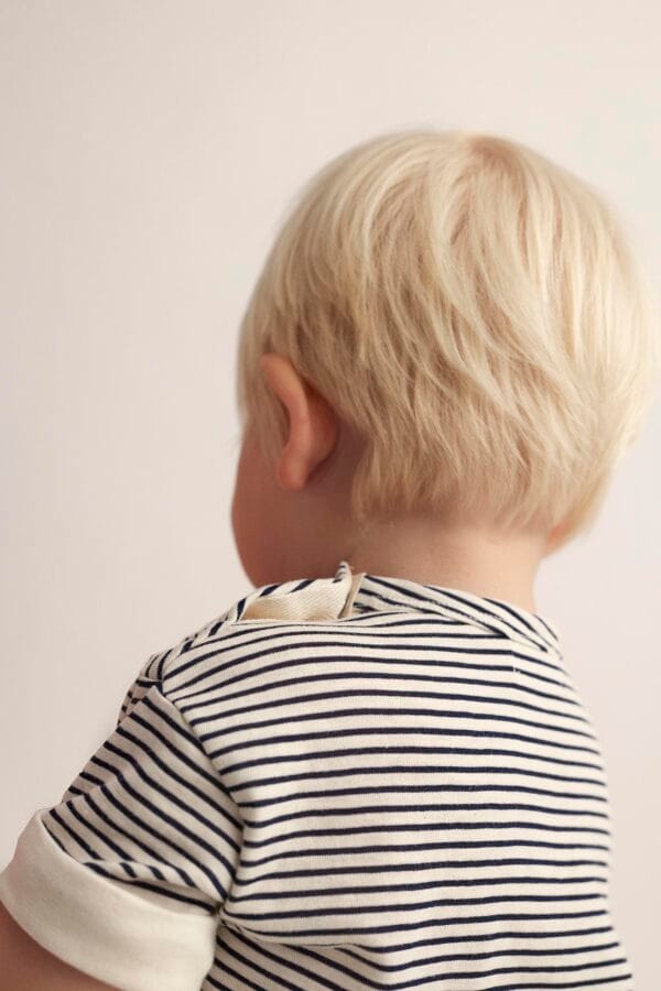 Organic slub striped baby t-shirt navy - Image 4
