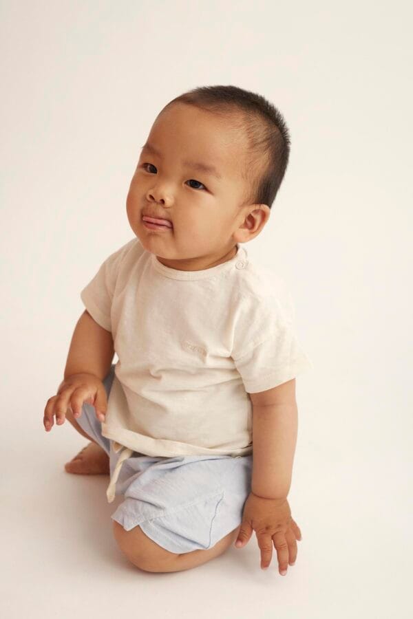 Organic slub baby shorts sky blue - Image 5