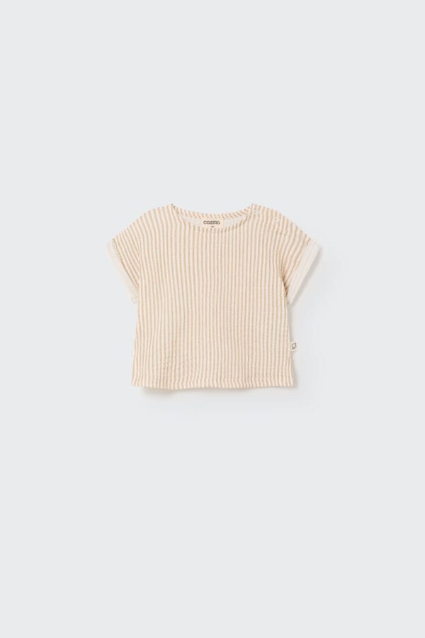 Organic plaid gauze baby top coffee