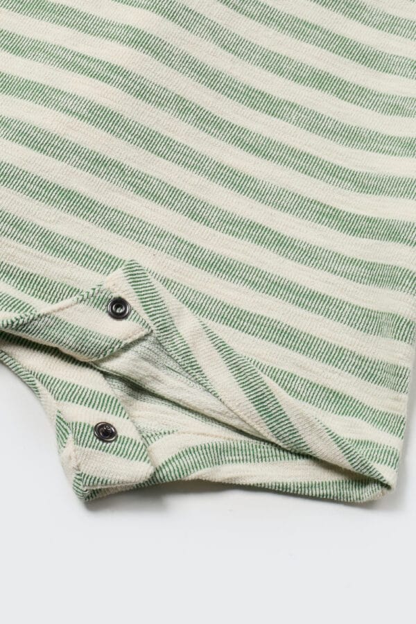 Organic thin stripes crepe baby overalls grass green - Image 3