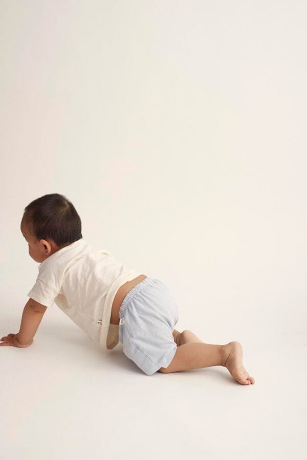 Organic slub baby shorts sky blue - Image 2