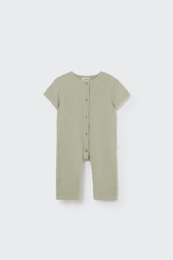 Soft gauze baby jumpsuit frosty green