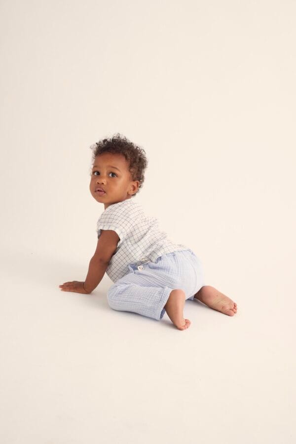 Soft gauze baby pants sky blue - Image 2