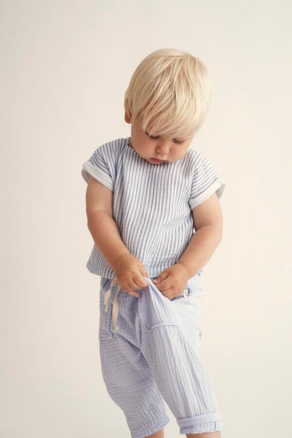 Soft gauze baby pants sky blue - Image 3