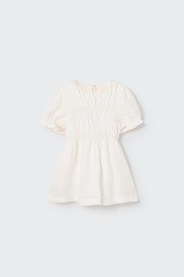 Linen baby dress Ivory