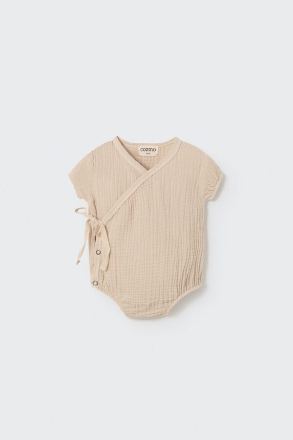 Soft gauze newborn bodysuit ecru