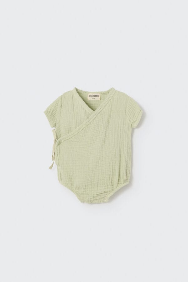 Soft gauze newborn bodysuit tender green