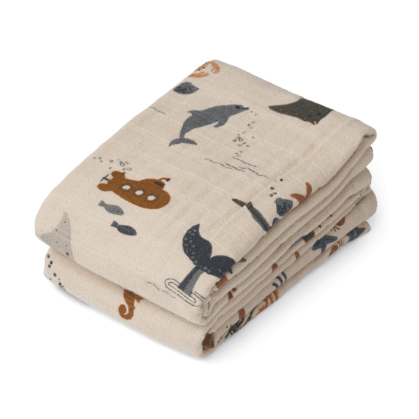 Lewis Muslin Cloth 2-Pack Sea creature