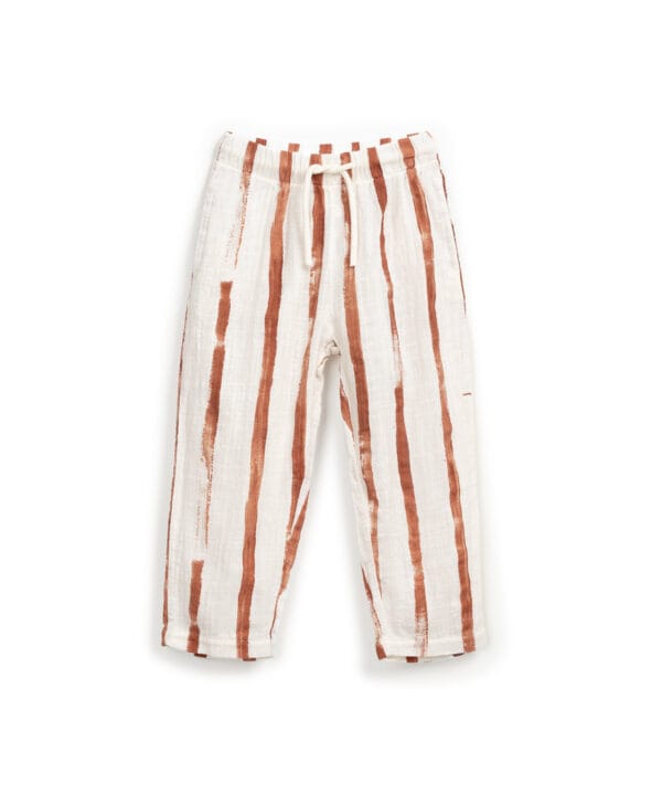 Fabric trousers with striped print