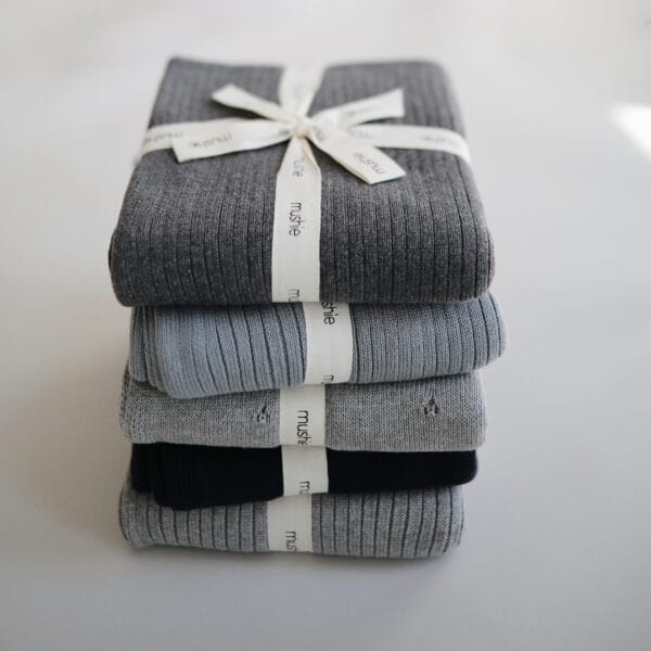 Knitted Baby Blanket Ribbed Smoke Bio Cotton - Image 3