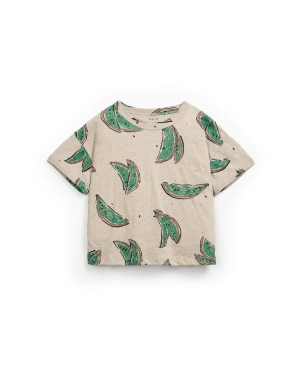 T-shirt in a blend of organic cotton and linen